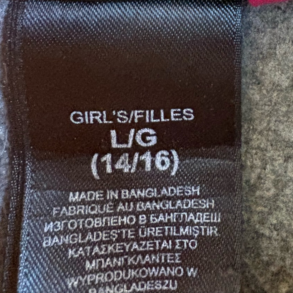 The North Face Kids' Gray Fleece Jacket with Pink Trim Size Large 14/16 - Picture 3 of 5